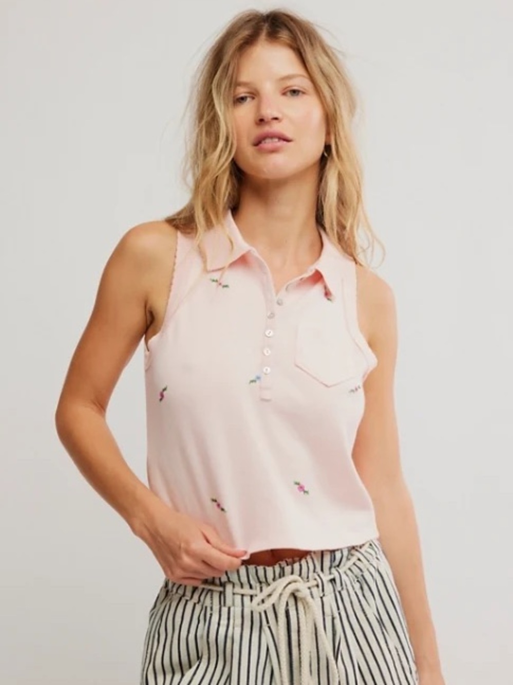 Free People Pepper Knit Polo Shirt